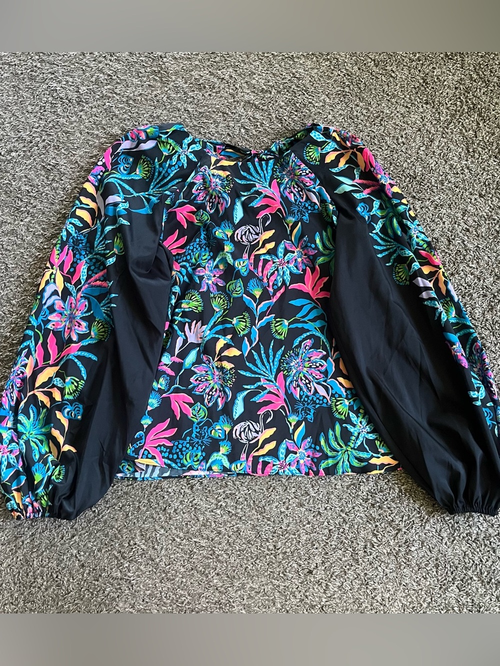 Lilly Pulitzer Imani Long Sleeve Top Paradise Glow Onyx Size XS Floral Tropical